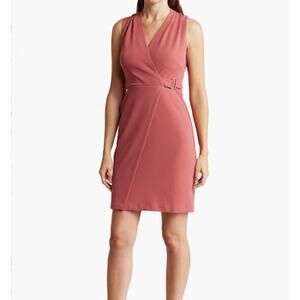 Tahari ASL Faux Wrap Sheath Dress Victorian Rose - Size 10